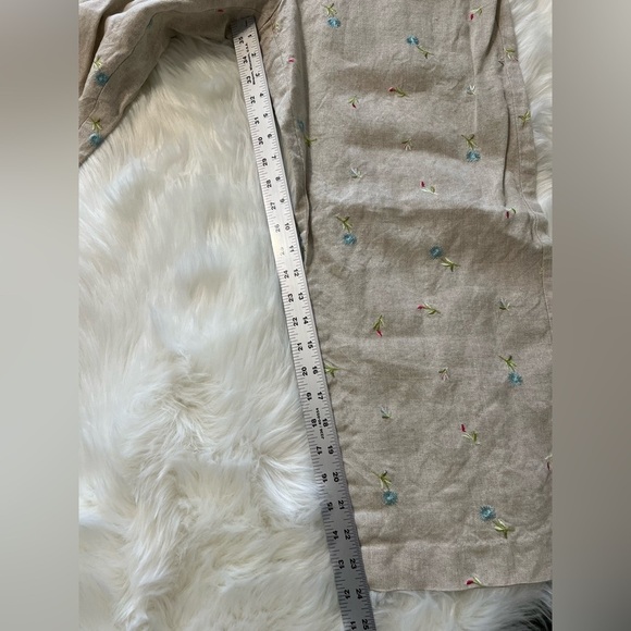 Talbots vintage Irish linen wide leg floral embroidered pants size- see pics - Picture 8 of 9